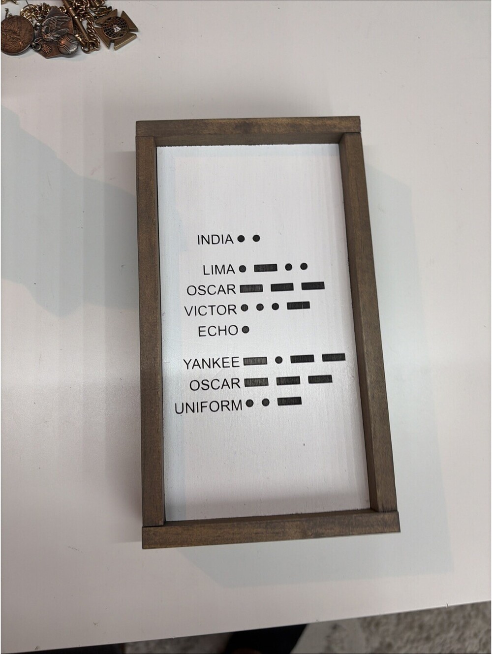 I Love You Morse Code Sign, Phonetic Alphabet Art, Farmhouse Style